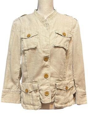 Banana Republic Heritage Flax Safari Button Military‎ Adventure Jacket Women 12